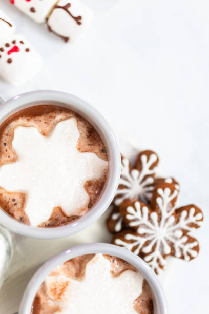 istock American hot chocolate with snow flake shaped marshmallow toppings. 1095804782