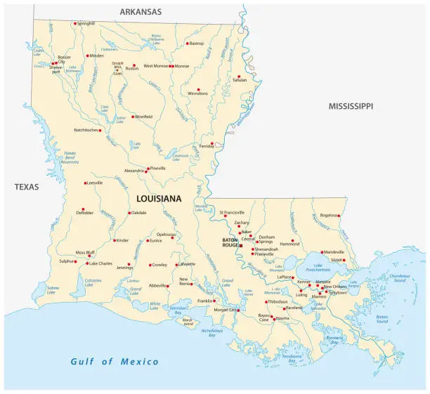 Vector illustration of Vector Map of the U.S. state of Louisiana