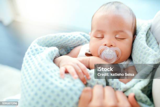 Deep In Dreamland Stock Photo - Download Image Now - Baby - Human Age, Newborn, Pacifier