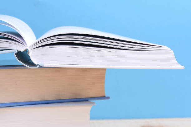 istock Pile of books on blue blurred background 1095818808