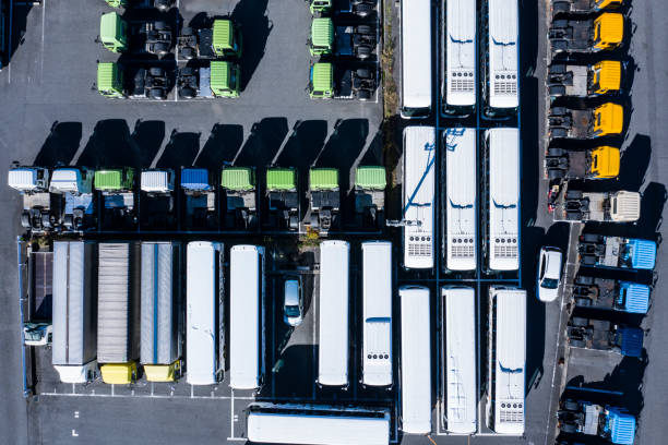 istock Transport company that has big trucks and buses 1095826818