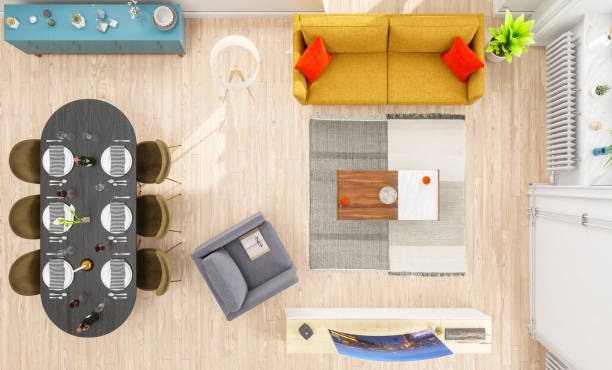 istock Cozy living room, overhead view 1095828838