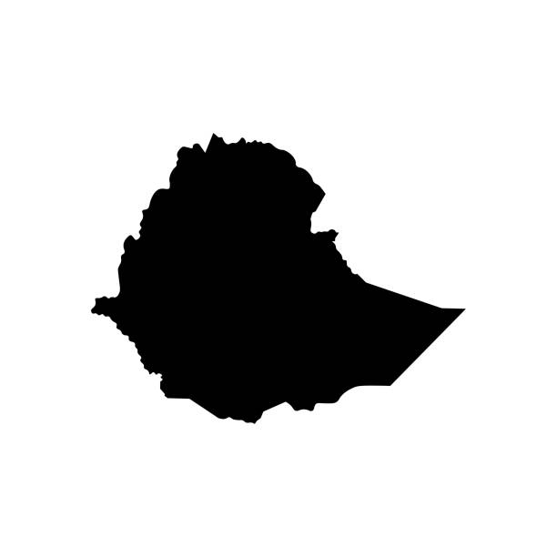 векторная изолированная иллюстрация политической карты африканского государства - эфиопия - ethiopia stock illustrations