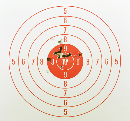 Shooting target with bullet holes