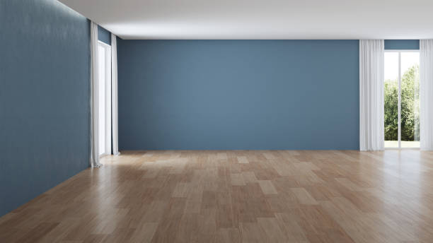 istock Modern house interior. Interior with blue walls. 3D rendering. 1095841030