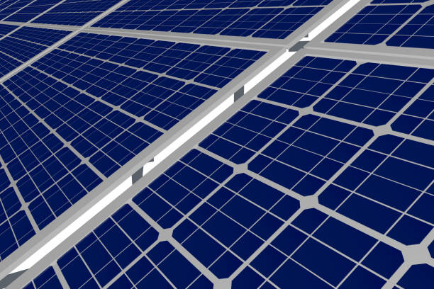 istock Many solar panels isolated on white background - industrial illustration, 3D illustration 1095841660