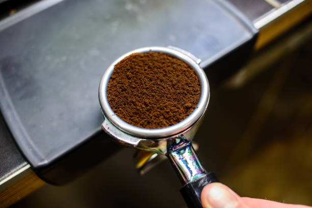istock Grounded coffee in a portafilter 1095850104