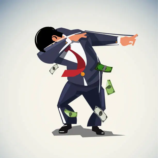 Vector illustration of Dabbing or dab businessman, confident or freedom concept - vector