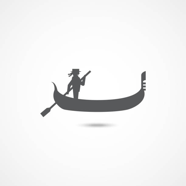 gondel-flach-symbol - gondolier stock-grafiken, -clipart, -cartoons und -symbole