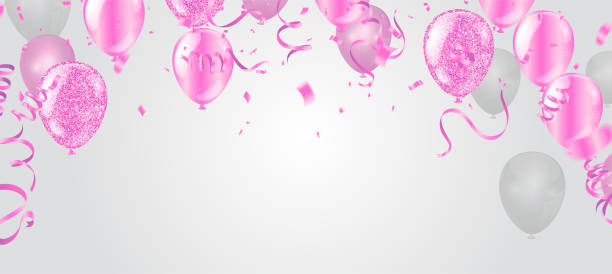 rosa und weiße luftballons und auf dem weißen hintergrund. 10 eps-vektor-datei - grape heart shape fruit bunch stock-grafiken, -clipart, -cartoons und -symbole