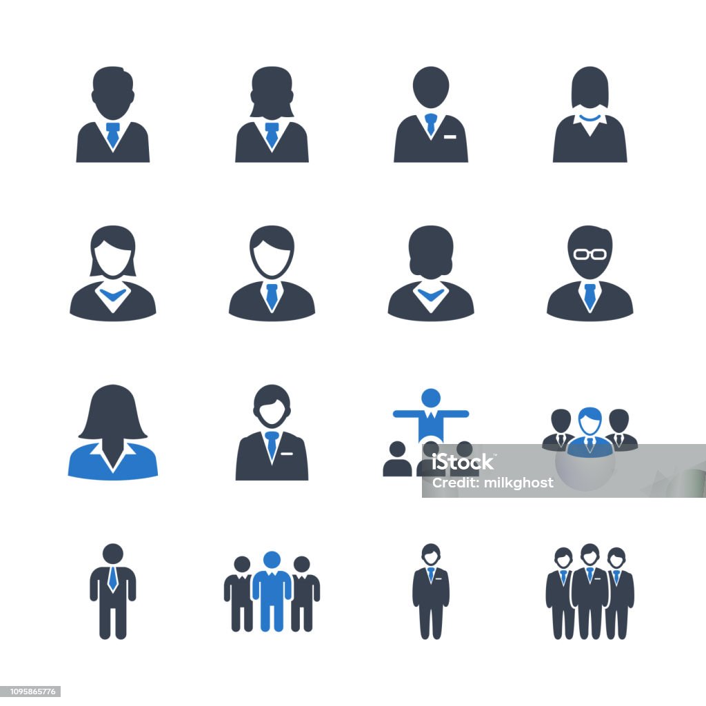 Business People Avatar Icons Business People Avatar Icons - Blue Series - Set 1 Adult stock vector