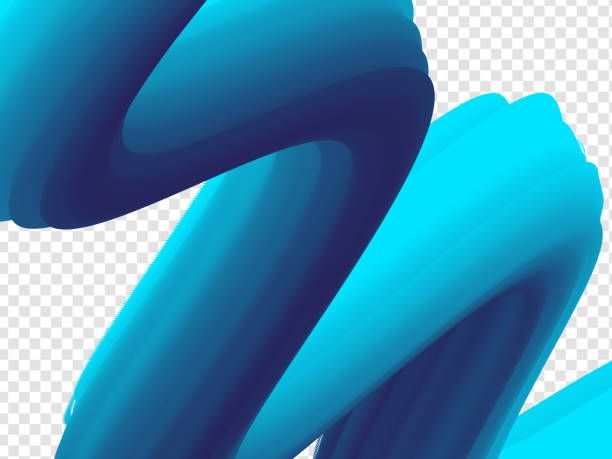 istock 3D Paint Brush with Vibrant Texture on Transparent Background. Vector Cyan and Blue Line Stroke. Creative Element of a Digital Poster Design 1095866320