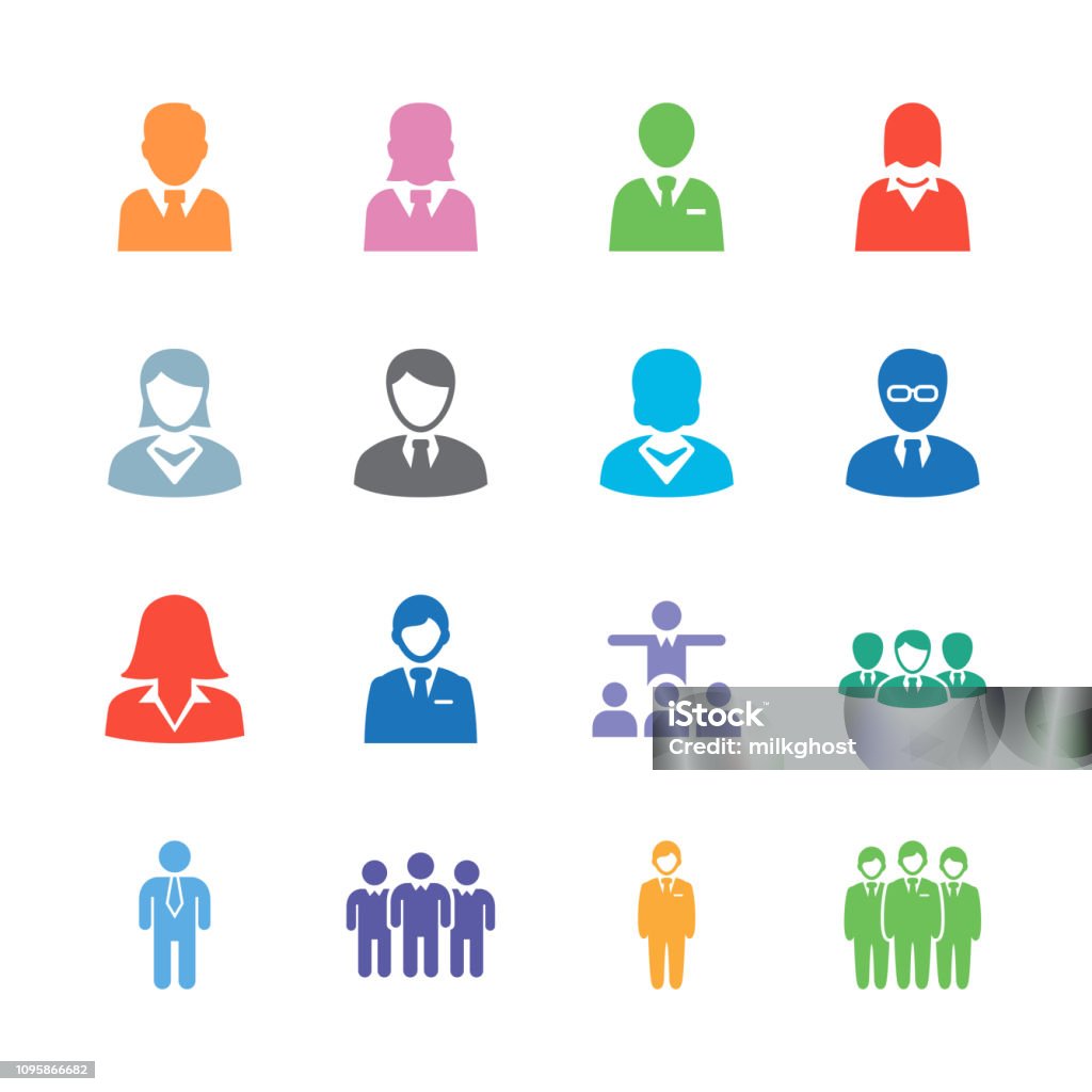 Business People Avatar Icons Business People Avatar Icons - Colored Series - Set 1 Adult stock vector