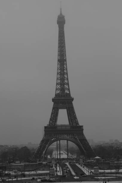 istock Eiffel tower at black and white September 30, 2018 in Paris. Night in Paris with Eiffel tower, most visited monument of France with 200.000.000 visit 1095867512