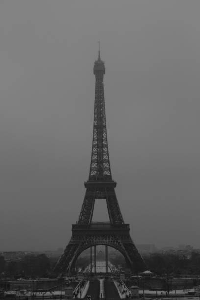 istock Eiffel tower at black and white September 30, 2018 in Paris. Night in Paris with Eiffel tower, most visited monument of France with 200.000.000 visit 1095867738