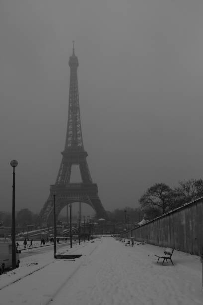istock Eiffel tower at black and white September 30, 2018 in Paris. Night in Paris with Eiffel tower, most visited monument of France with 200.000.000 visit 1095870240