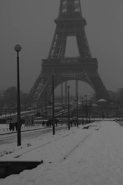 istock Eiffel tower at black and white September 30, 2018 in Paris. Night in Paris with Eiffel tower, most visited monument of France with 200.000.000 visit 1095870460