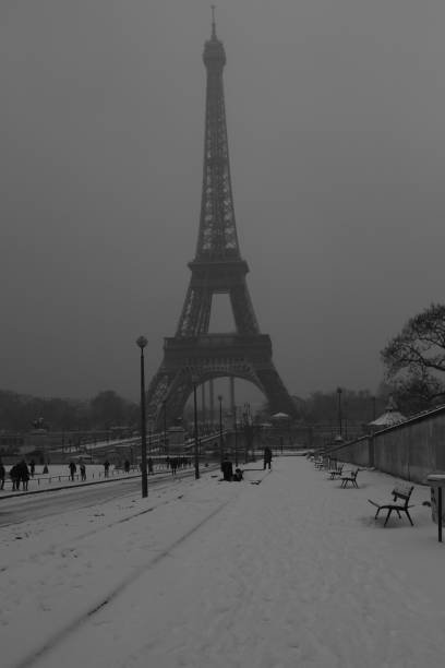 istock Eiffel tower at black and white September 30, 2018 in Paris. Night in Paris with Eiffel tower, most visited monument of France with 200.000.000 visit 1095870584