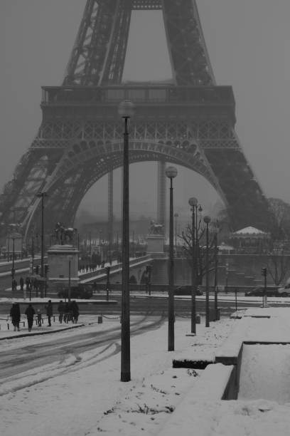 istock Eiffel tower at black and white September 30, 2018 in Paris. Night in Paris with Eiffel tower, most visited monument of France with 200.000.000 visit 1095870694