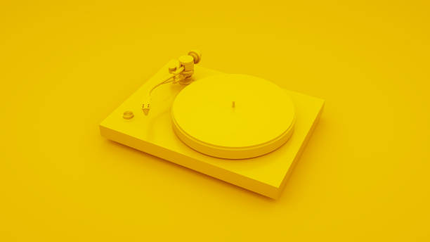 istock Yellow Vintage Turntable Record Player. 3D illustration 1095870954
