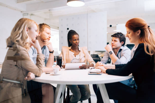 istock Business people board meeting in modern office 1095875260
