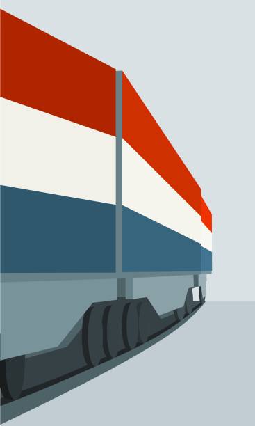 stockillustraties, clipart, cartoons en iconen met trein goederenvervoer - trein nederland