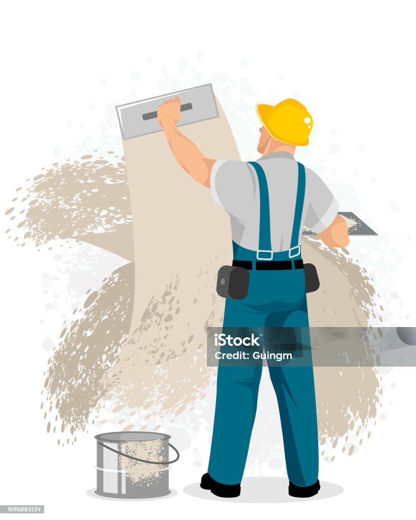 Master Plasterer Master Plastering Wall Stock Illustration - Download Image Now ...