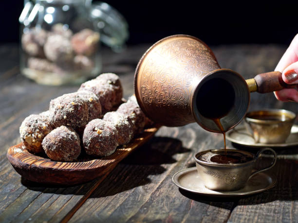 istock Vegan chocolate truffles and coffee 1095884014