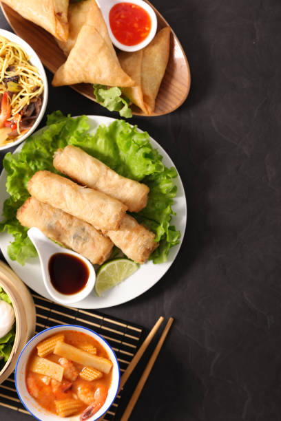 istock spring roll, noodle soup and asia food 1095887890