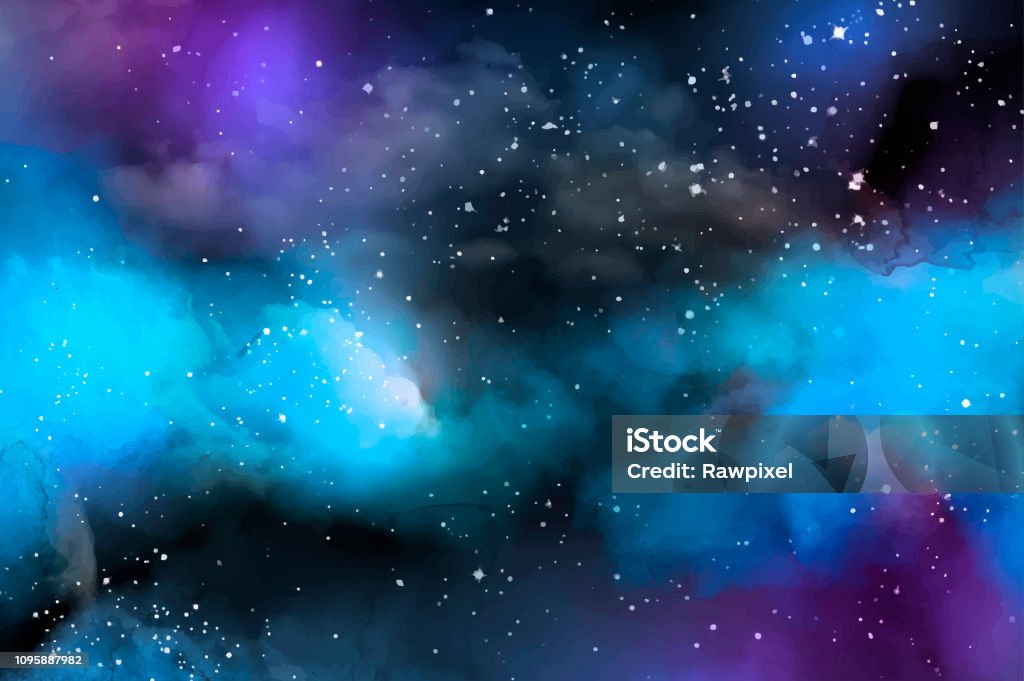 Abstract splashed watercolor textured background Outer Space stock vector