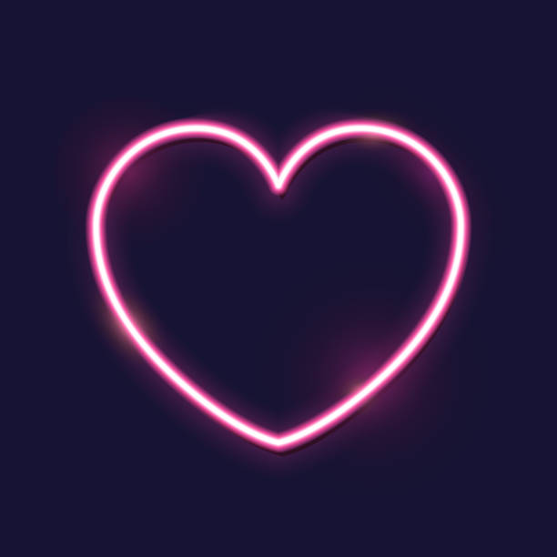 istock Pink bright neon vector heart, neon sign. Isolated design element for Valentine's day. 1095895784