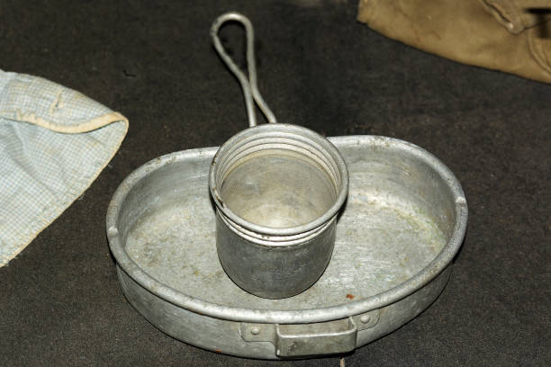 istock Old prisoners aluminum cup and plate 1095902362