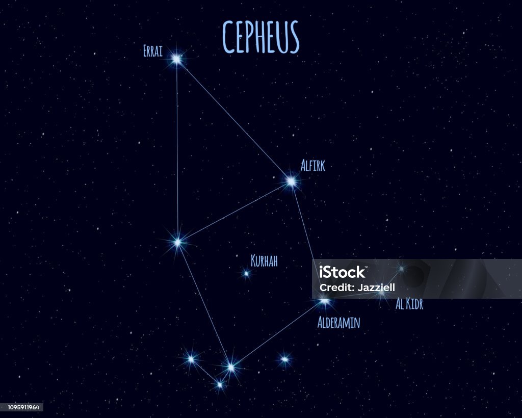 ケフェウス座、基本的な星の名前を持つベクトル図 - イラスト素材...