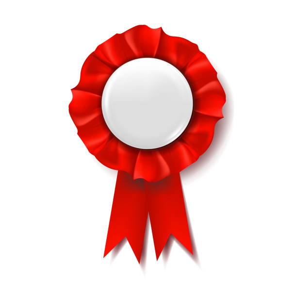 istock Red Award Ribbon Vector. Winner Badge. Ceremony Design. Poster, Card, Flyer. 3D Realistic Illustration 1095916342