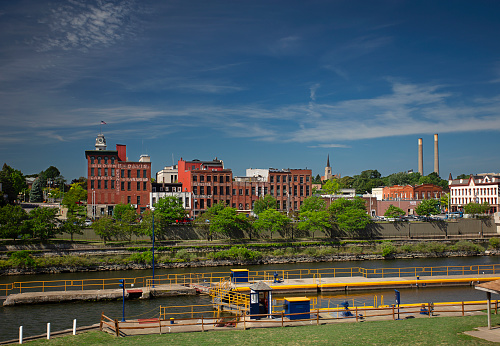 View of Oswego lock system and downtown area