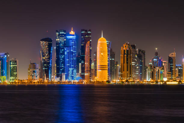 istock Skyline of Doha, Qatar at night 1095920198