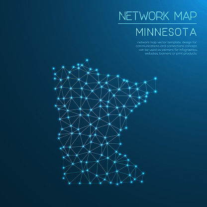 Mn Network Minnesota Network Map Stock Illustration - Download Image Now - Blue ...