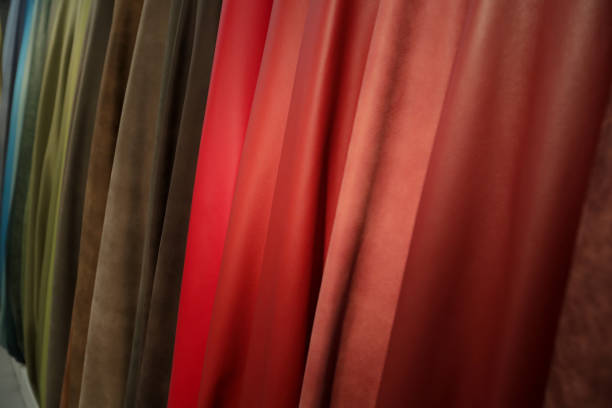 Leather samples hanging Leather samples hanging in a shop fabric shop stock pictures, royalty-free photos & images