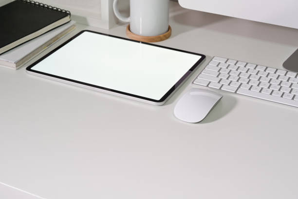 istock Office desk and office supplies 1095928442