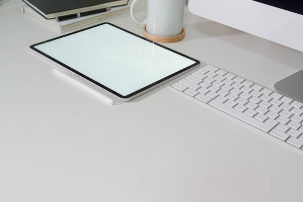 istock Office desk and office supplies 1095928476