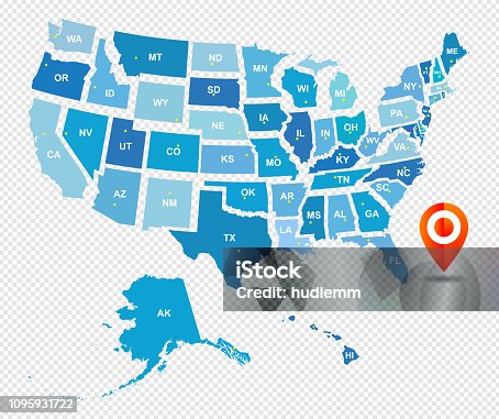 istock Vector USA Administrative Map isolated 1095931722