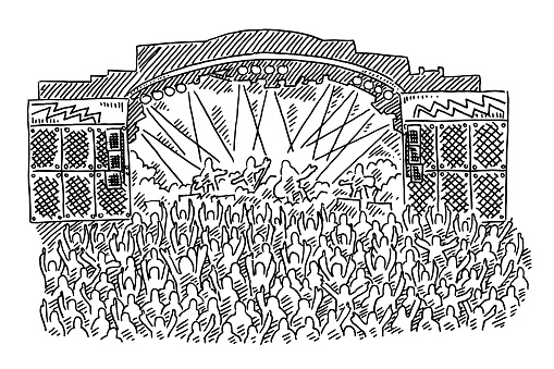 Rock Concert Stage Crowd Drawing