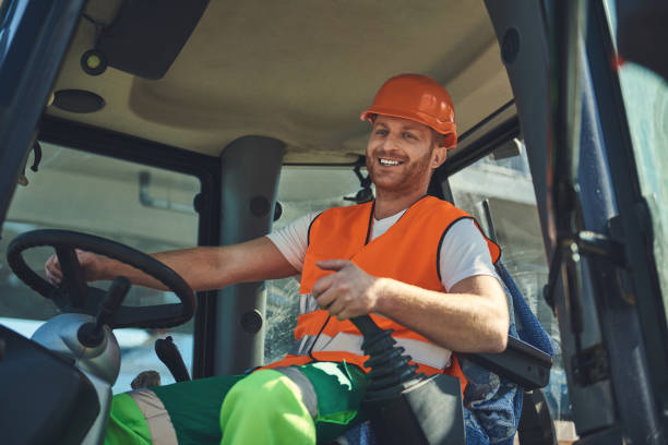istock Happy foreman is locating in driver seat 1095964718