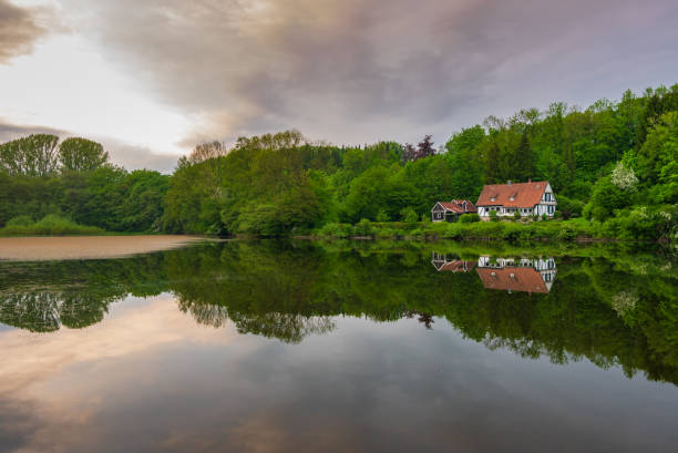 istock Pond  in Teutoburg Forest nearby Externsteine rocks, Germany 1095975862