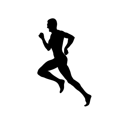sprint track 400 meters athlete runner black silhouette