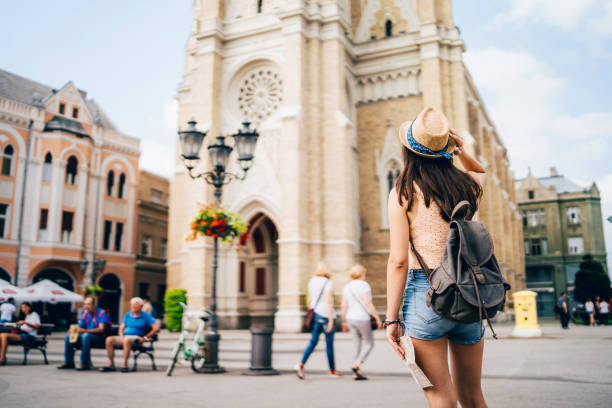 istock Female tourist exploring city 1095977368