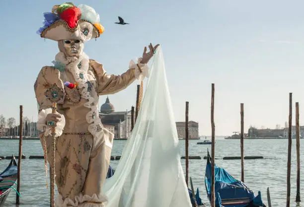 Historical Venetian Costume with Mask at Venice Carnival