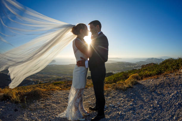 istock Silhouette of bride and groom 1095983070