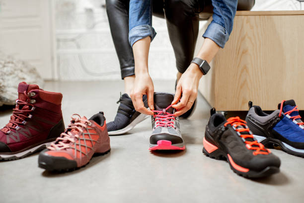 istock Trying different trail shoes for hiking 1095983432