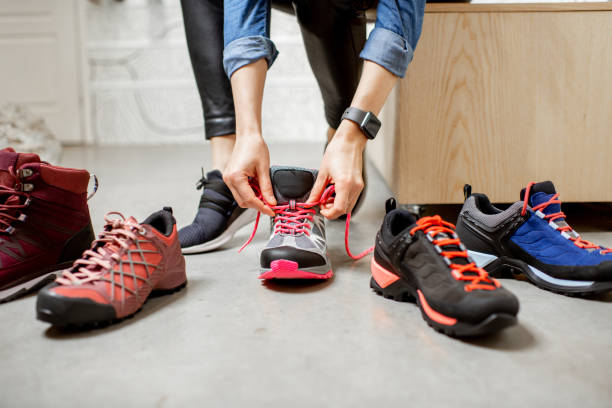 istock Trying different trail shoes for hiking 1095983450